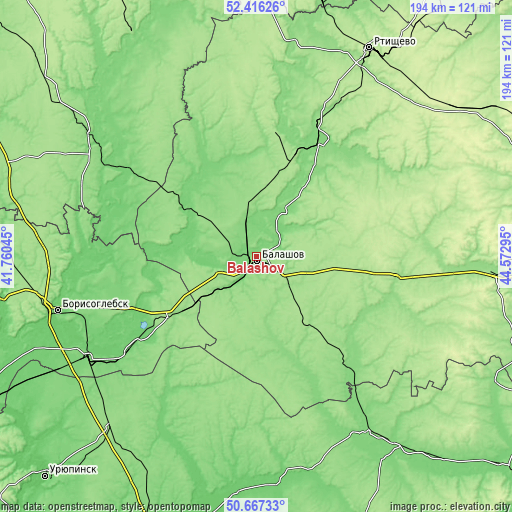 Topographic map of Balashov