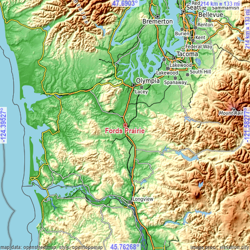 Topographic map of Fords Prairie