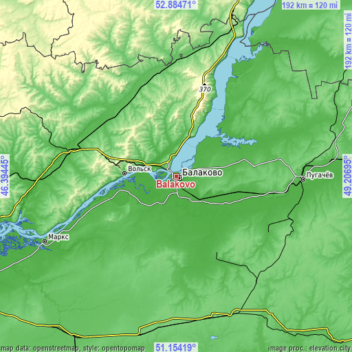 Topographic map of Balakovo