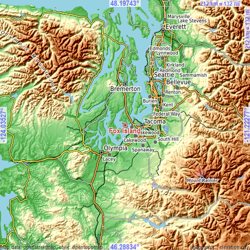 Topographic map of Fox Island