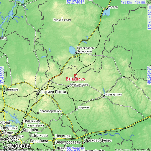 Topographic map of Balakirevo