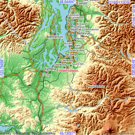 Topographic map of Frederickson