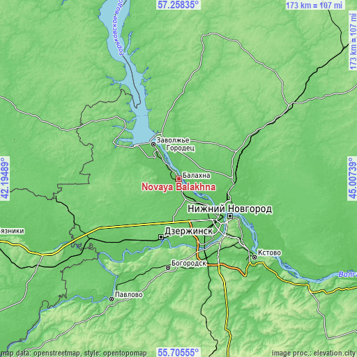 Topographic map of Novaya Balakhna