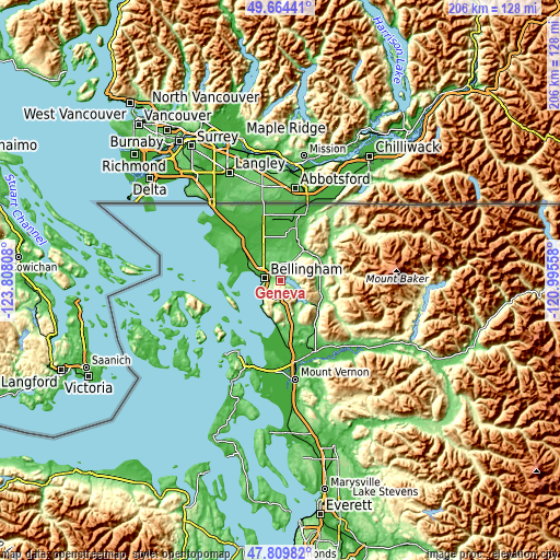 Topographic map of Geneva