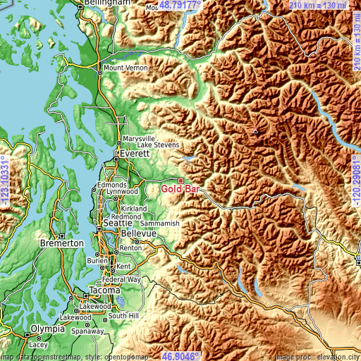 Topographic map of Gold Bar