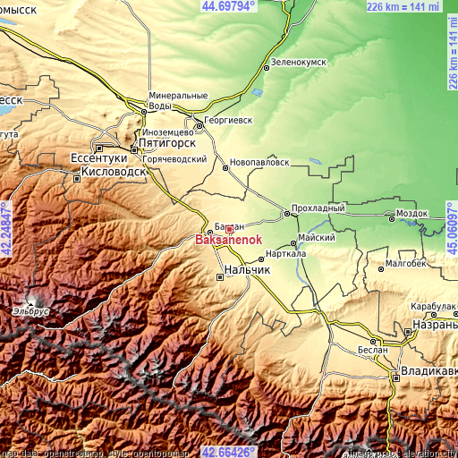 Topographic map of Baksanenok