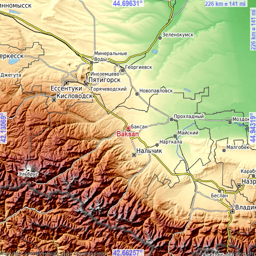 Topographic map of Baksan