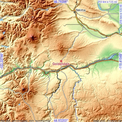 Topographic map of Goldendale