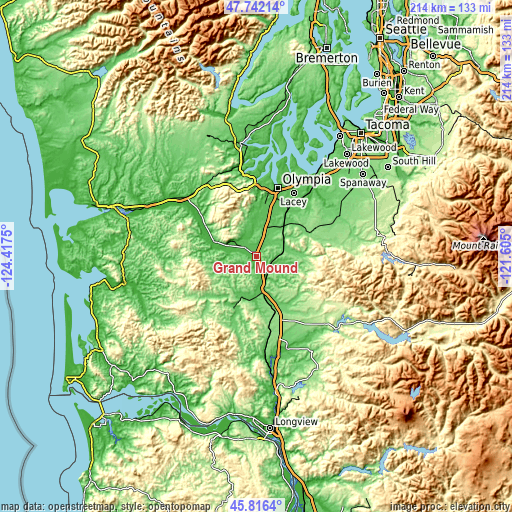 Topographic map of Grand Mound