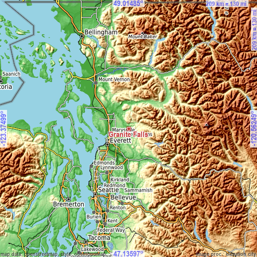 Topographic map of Granite Falls