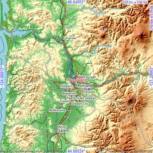 Topographic map of Hazel Dell