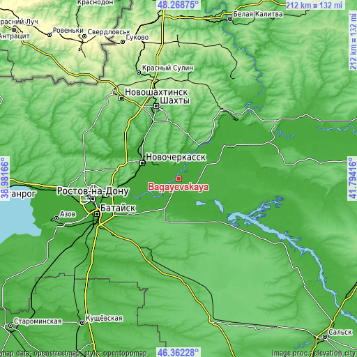 Topographic map of Bagayevskaya