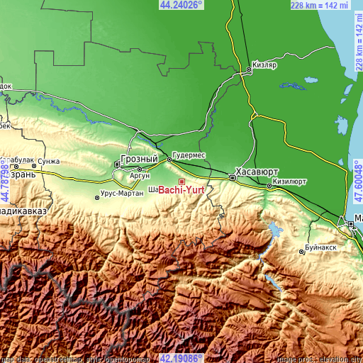 Topographic map of Bachi-Yurt