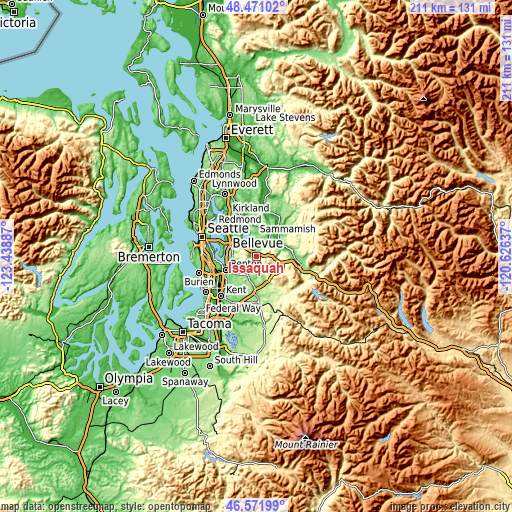 Topographic map of Issaquah