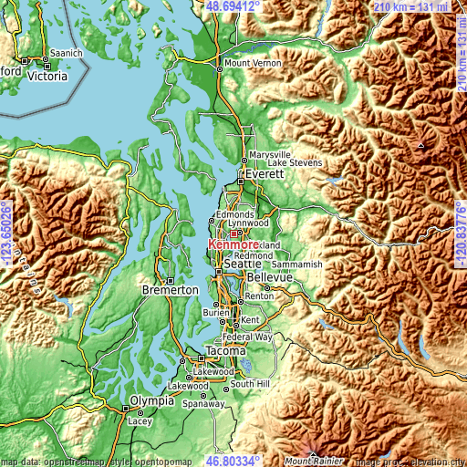 Topographic map of Kenmore