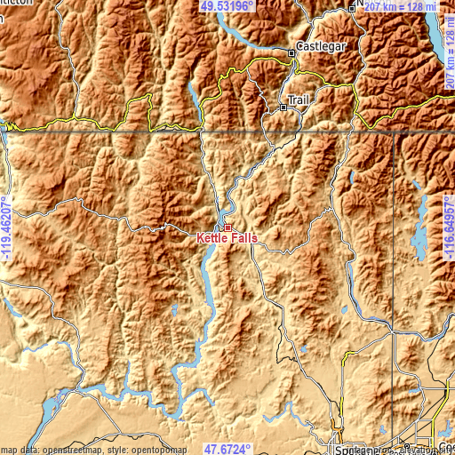 Topographic map of Kettle Falls