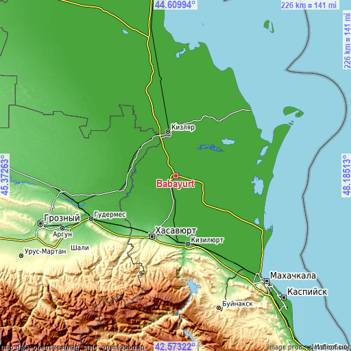 Topographic map of Babayurt