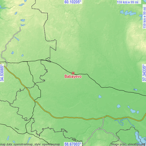 Topographic map of Babayevo
