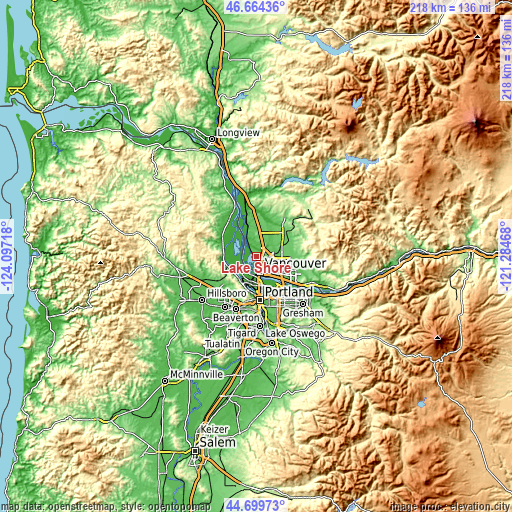 Topographic map of Lake Shore