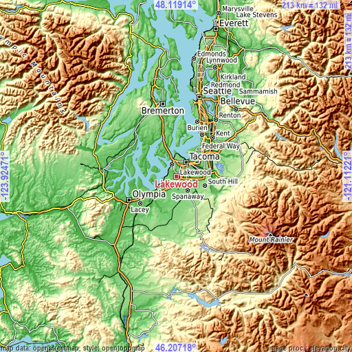 Topographic map of Lakewood