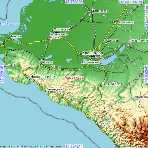 Topographic map of Azovskaya