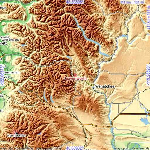 Topographic map of Leavenworth