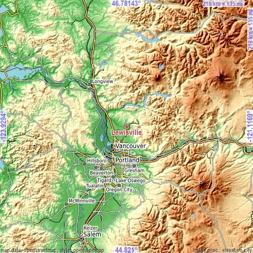 Topographic map of Lewisville