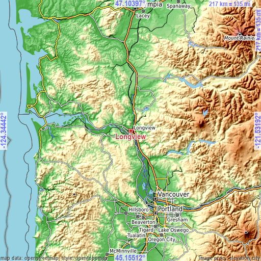 Topographic map of Longview