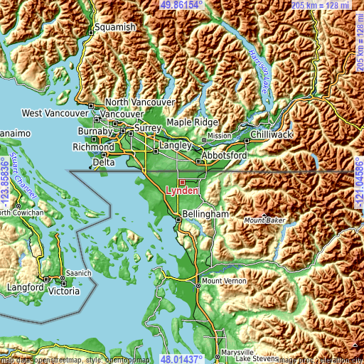 Topographic map of Lynden