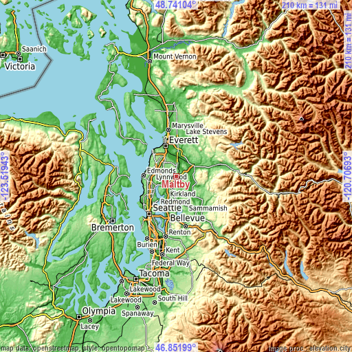 Topographic map of Maltby