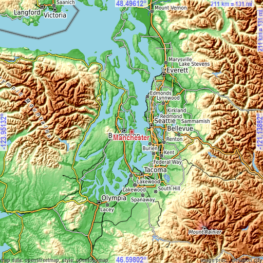 Topographic map of Manchester