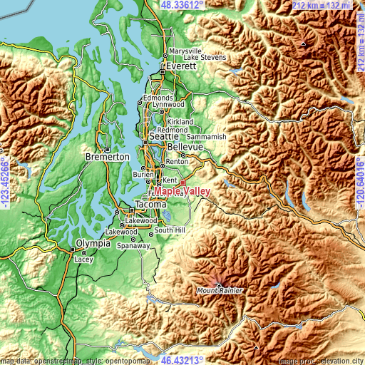 Topographic map of Maple Valley