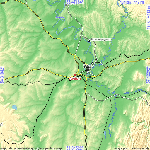 Topographic map of Avdon