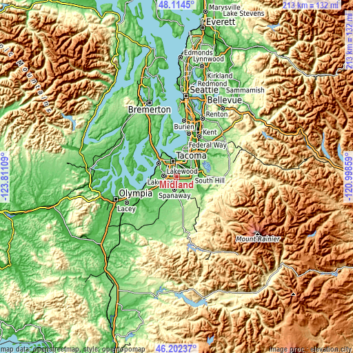Topographic map of Midland