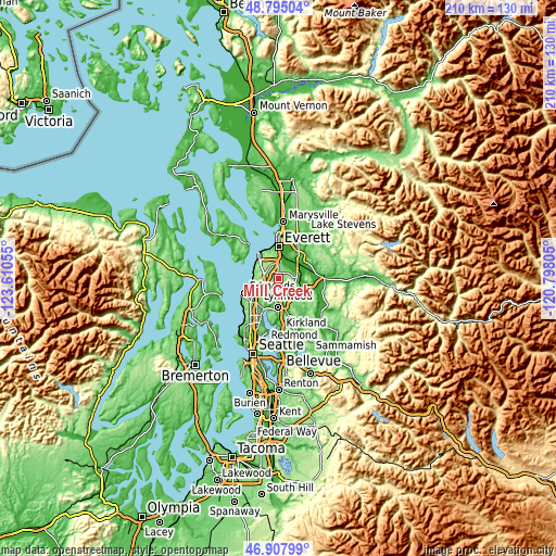 Topographic map of Mill Creek