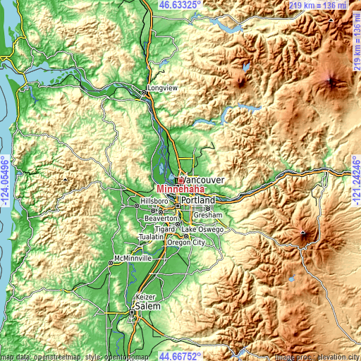 Topographic map of Minnehaha