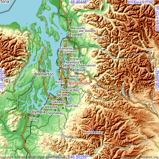 Topographic map of Mirrormont