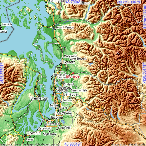 Topographic map of Monroe