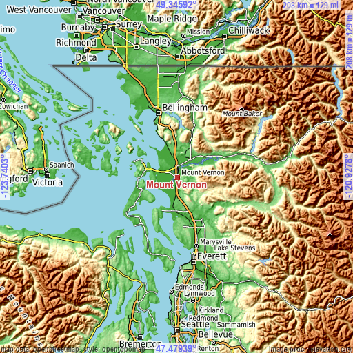 Topographic map of Mount Vernon