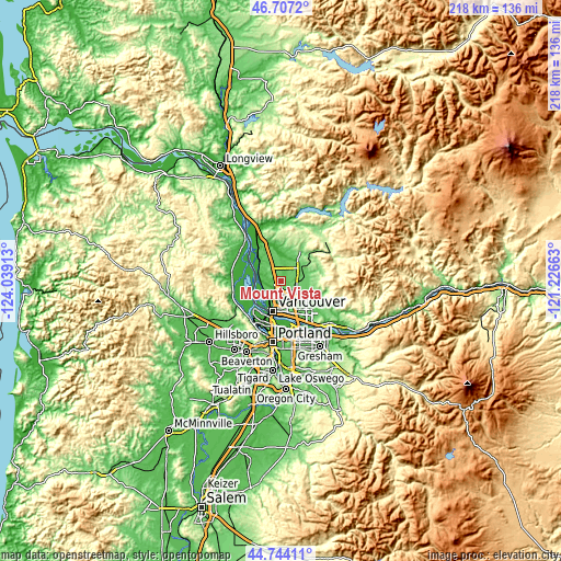 Topographic map of Mount Vista