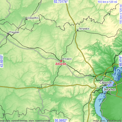 Topographic map of Atkarsk
