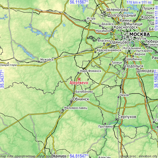 Topographic map of Ateptsevo