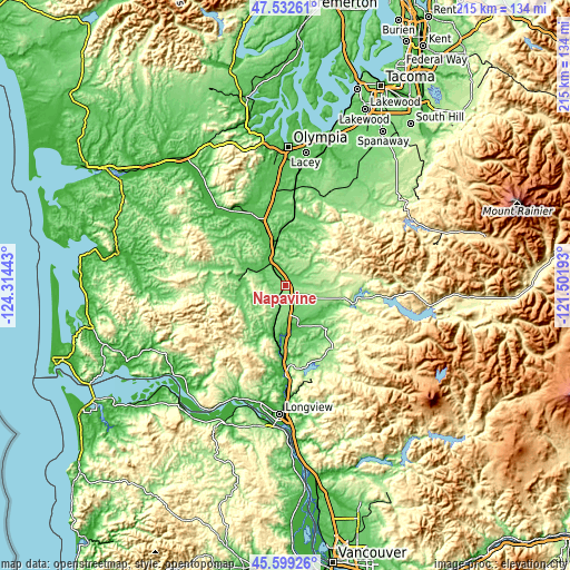 Topographic map of Napavine