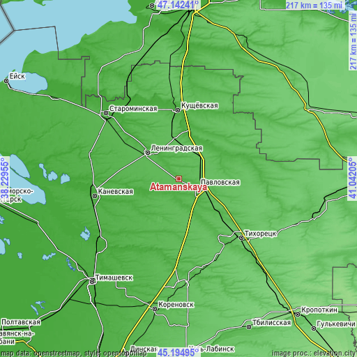 Topographic map of Atamanskaya