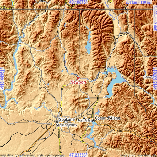 Topographic map of Newport