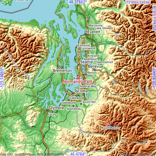 Topographic map of Normandy Park