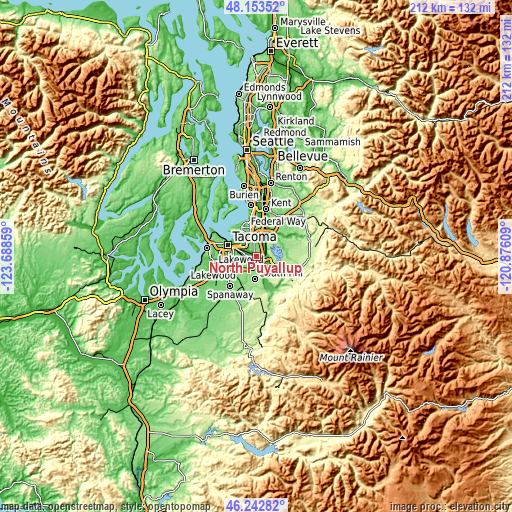 Topographic map of North Puyallup