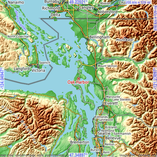 Topographic map of Oak Harbor