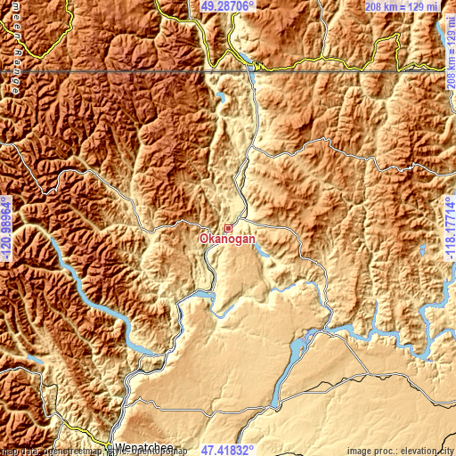 Topographic map of Okanogan