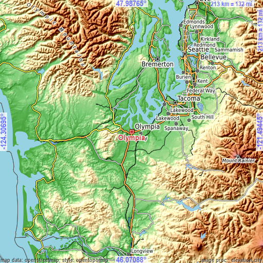 Topographic map of Olympia